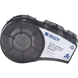 Vinyl self-laminating labels Brady M21-11-427, black on white/transparent, 12.70 x 9.53 mm, pack MPN 152083