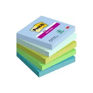 Блок с клейкими листами 3M Post-it Super Sticky Notes 76×76 мм Oasis Collection, разноцветный (деним), 1 блок (654-5SS-OAS)