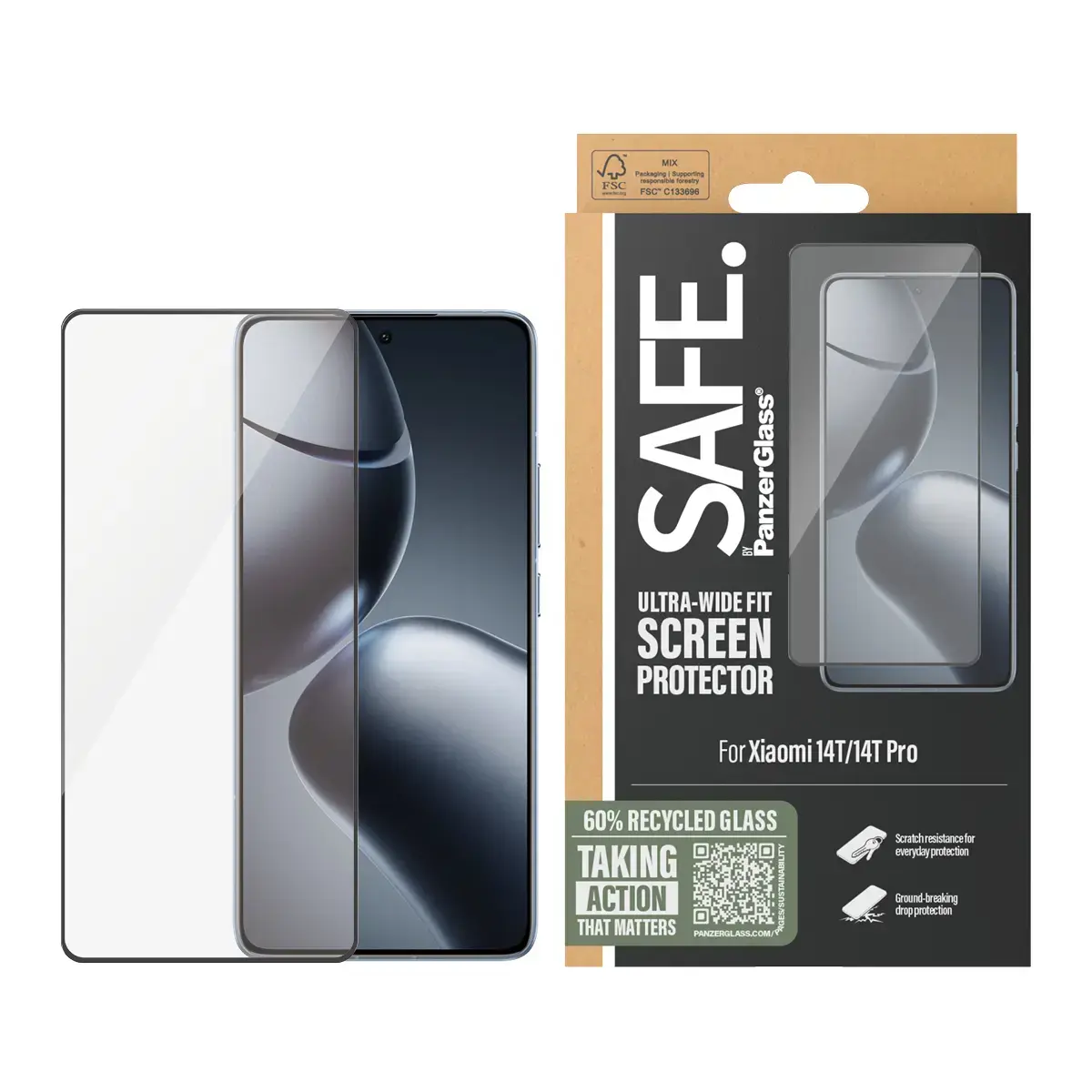 Ekrāna aizsargstikls PanzerGlass SAFE. by ® Xiaomi 14T | 14T Pro Photo 2