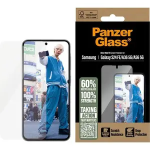 Защитное закалённое стекло PanzerGlass для Samsung Galaxy S24 FE / A36 / A56 — полное покрытие, защита от царапин и ударов