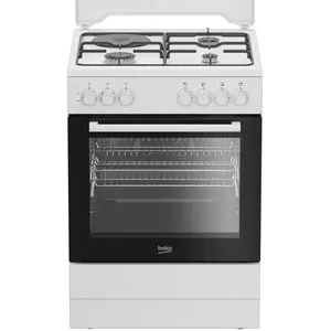 Gāzes plīts BEKO FBE63131WCS brīvi stāvoša, 4 plītis, balta, 72 l cepeškrāsns, energoefektivitātes klase A