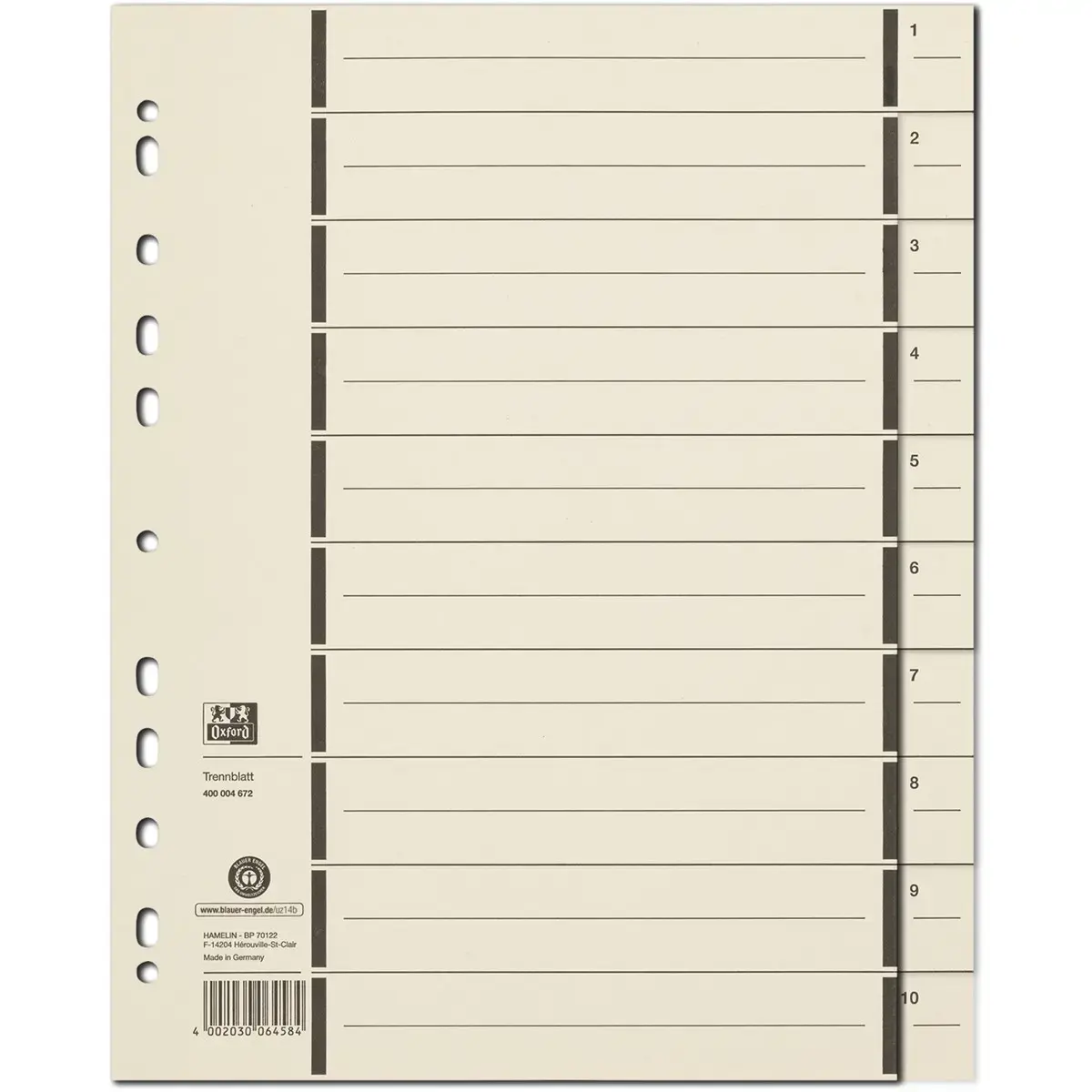Oxford 400004672 A4 cardboard divider sheets, 100 pcs Photo 2