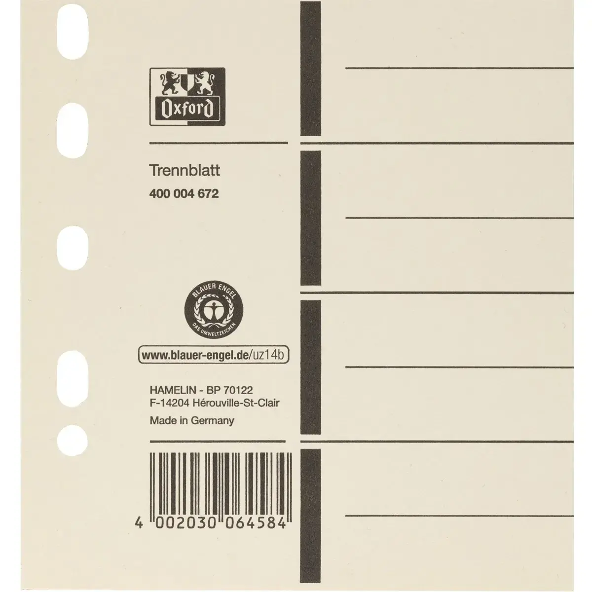 Oxford 400004672 A4 cardboard divider sheets, 100 pcs Photo 4