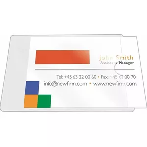 Self-adhesive business card pocket Q-Connect KF27038, opening on short side, 60×95 mm, pack of 10