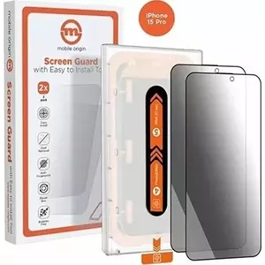 Защитное стекло MOBILE ORIGIN для iPhone 15 Pro, приватное (2 шт.) с аппликатором