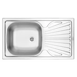 Kitchen sink deante Techno single-bowl with drainer 76x43 cm stainless steel ZMU 3110