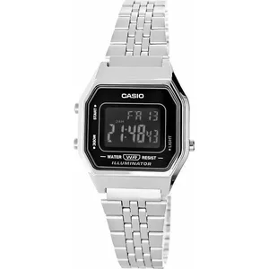 Rokaspulkstenis CASIO LA680WA-1BDF digitālais, tērauda korpuss, 34 mm