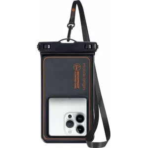Protective Waterproof Floating Case for 6.8-inch Phones, MOBILE ORIGIN, black/orange