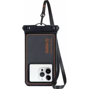 Protective waterproof floating case for 6.5-inch smartphones, MOBILE ORIGIN, black/orange