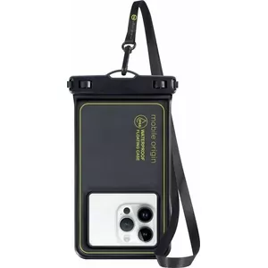 Protective waterproof floating case for 6.5-inch smartphones, MOBILE ORIGIN, black/green