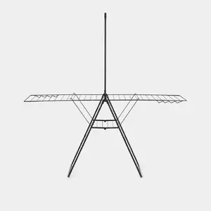 Floor-standing laundry drying rack BRABANTIA 403521 — black, 25 m drying space, folded 66×10×98 cm