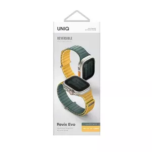Ремешок Uniq Revix Evo для Apple Watch Series 1–9 SE Ultra 49 мм, двусторонний зелёно-жёлтый