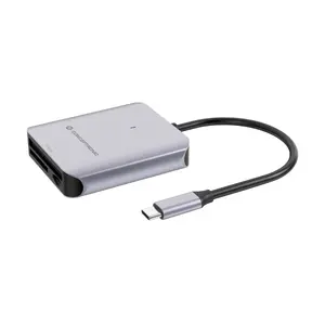 Card reader CONCEPTRONIC BIAN09G — 3-in-1 USB 3.2 Gen 2 Type-C, CFast 2.0, SD/TF MicroSD UHS-II, 10000 Mbps, grey