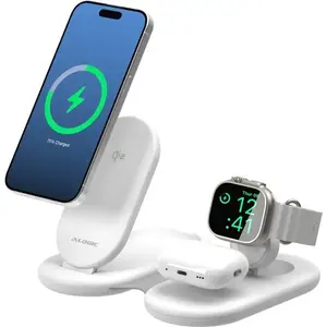 Wireless charging stand ALOGIC PACKAWAY 3IN1 QI2 White 10W Fast Charging