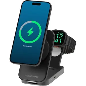 Wireless charging stand ALOGIC FLIP 2IN1 QI2 Black 10W Fast Charge