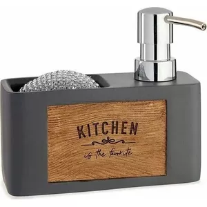 Kinvara kitchen dispenser with sponge holder - countertop soap and detergent dispenser