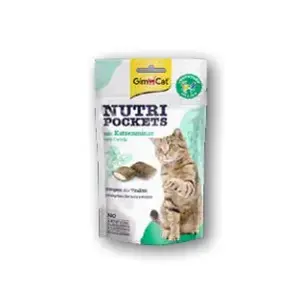 Kūciņas GimCat Nutri Pockets 60 g — pieaugušiem kaķiem ar kaķumētru, maisiņā