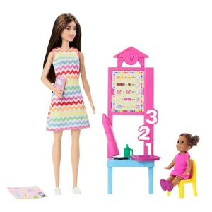Modes lelle Mattel Barbie Skolotāja lelle ar brūnu modes lelli un bērnu lelli