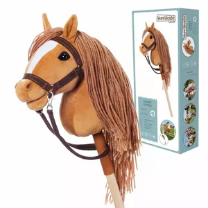 Zirgs uz koka nūjas Tootiny HOPPIHORSE A4 Chestnut mīkstā rotaļlieta iztēles spēlēm