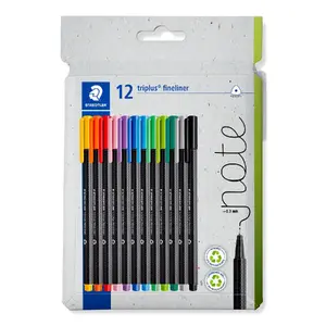 Fineliner Staedtler 334 C12 Superfine Melns Zils Zaļš Pelēks Gaiši zils Gaiši zaļš Oranžs Rozā Sarkans Violets Dzeltena 12 gab