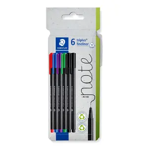 Fineliner Staedtler 334 C6 Melns Zils Zaļš Sarkans Violetais 5 gab.