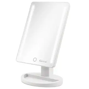 Brīvi stāvošs grima spogulis Girmi BE04 — taisnstūra 1x palielinājums, balta LED, USB/4×AA, 180° pagriešana