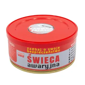 Emergency candle FULER HASKE Pro 280 g — natural soy wax, 48 h burn time, steel can, black