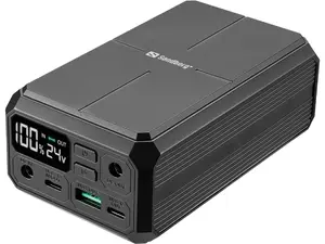 Sandberg Laptop Powerbank 27000 PD100W with 27000 mAh Capacity, Wireless Charging, USB Type-C, and Black Color