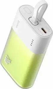 Portatīvs power bank Baseus Popsicle 5200mAh 20W ar iebūvētu Lightning kabeli, balti-zaļš