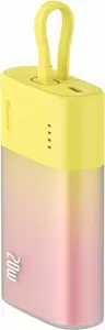 Portatīvais akumulators Baseus Popsicle 5200mAh 20W ar iebūvētu Lightning kabeli, dzelteni-rozā