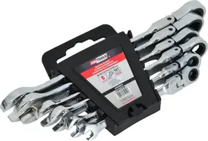 Combination Wrench Set AWTools 6 pcs 8–19 mm with Single-Sided Ratcheting Function