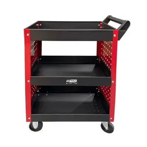 Workshop trolley AW AW15092BL 3 levels perforated — metal mobile cart for tools