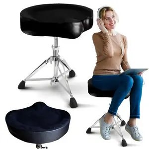 Drum stool DNA THRONE 1 adjustable height black - musician seat, round padded saddle, single-brace base