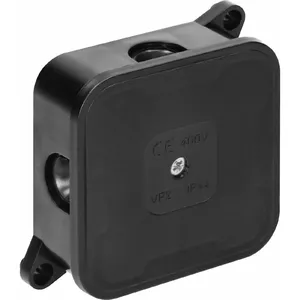 Electrical Junction Box ORNO OR-JB-13806/B, surface-mounted, IP44, 400V, 4 rubber cable glands, 85×85×35 mm, black