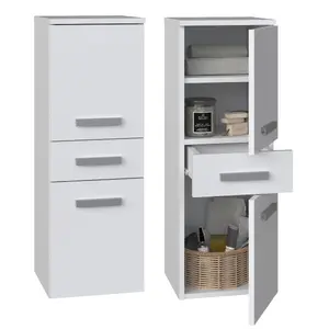 Шкаф для ванной Top e Shop NEL V DDS BIEL — напольный 300×300×850 мм, 3 полки, белый
