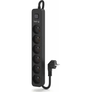 Pagarinātājs Kerg M02520 — 6 kontaktligzdas, 3 m vads, melns