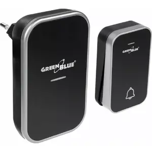 Wireless doorbell GreenBlue GB157 B — kinetic battery-free transmitter, range up to 200 m, IP44, 38 melodies, volume control