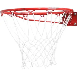 Basketbola grozs Pure2improve P2I260030 — 45 cm tērauda riņķis, balts neilona tīkls, iekštelpām/ārtelpām