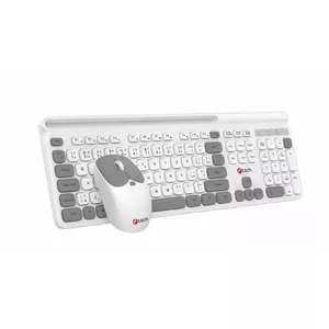 Wireless keyboard and mouse set c-tech Quallis WLKMC-05 White — USB, CZ/SK layout