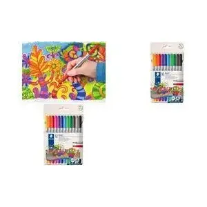 Marķieri Staedtler Noris Club Dual Tip 10 gab. — divpusēji galāmi marķieri, krāsu komplekts