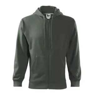 Vīriešu džemperis MALFINI Trendy Zipper 410 300 g/m² Castor gray, rāvējslēdzējs priekšpusē, garas piedurknes