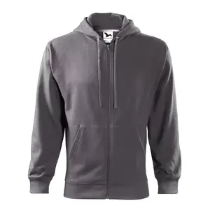 Vīriešu džemperis MALFINI Trendy Zipper 410 — tērauda pelēks, 300 g/m², ar rāvējslēdzēju