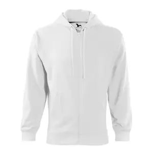 Vīriešu džemperis MALFINI Trendy Zipper 410 300 g/m² balts, rāvējslēdzējs priekšā, garas piedurknes