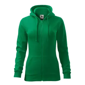 Džemperis MALFINI Trendy Zipper 411, 300 g/m², Kelly zaļš, sieviešu