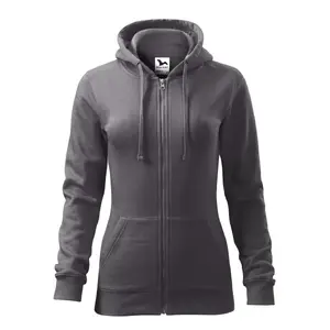 Sieviešu džemperis MALFINI Trendy Zipper 411 — tērauda pelēks, 300 g/m², ar rāvējslēdzēju