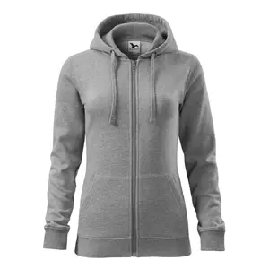 Sieviešu džemperis MALFINI Trendy Zipper 411 tumši pelēks melange, 300 g/m², ar rāvējslēdzēju