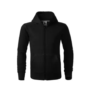 Bērnu džemperis MALFINI Trendy Zipper 412 melns, 300 g/m², ar rāvējslēdzēju, garām piedurknēm