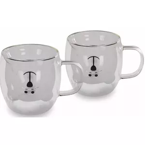 Set of 2 LAMART LT9125 borosilicate thermo cups 250 ml, Ø 8 cm, height 9 cm, bear design
