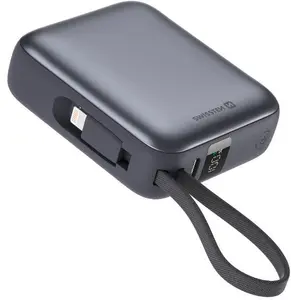Power Bank Swissten 10000 mAh with Built-In USB-C and Lightning Cables