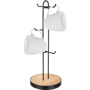 Kitchen mug rack ORION Radka metal cup hanger for 6 mugs, black, 15.5×40 cm